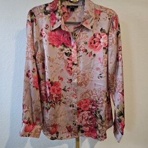 BCX Floral Pink and Red Women's Top